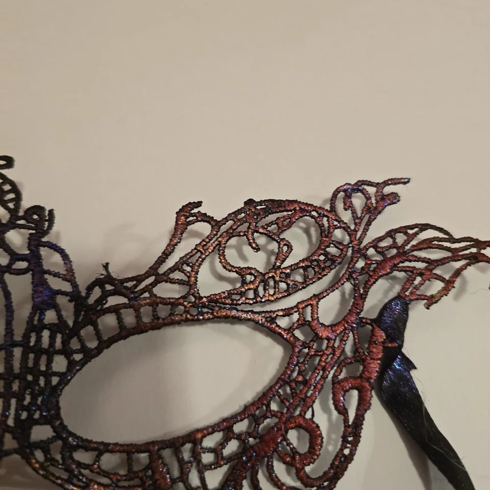 HANDCRAFTED Upcycled Lace Eye Mask HANDPAINTED Festival Mask Comic Con Sexy Fun